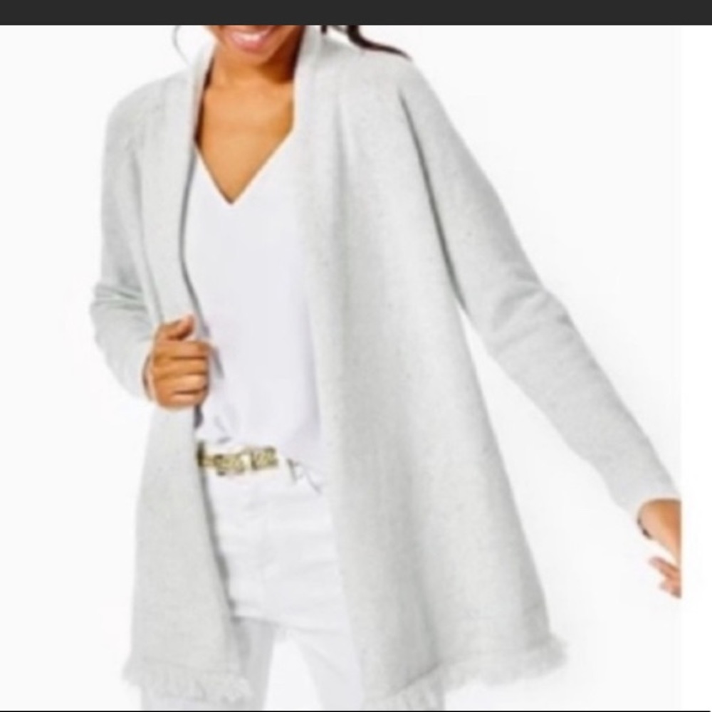 Lilly Pulitzer Light Gray Open Front Cardigan